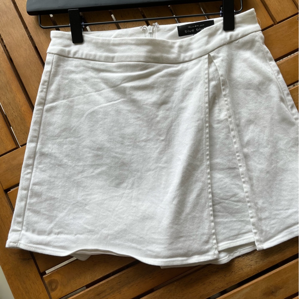 White denim skort